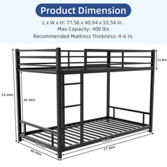 Bellemave® Twin Over Twin Bunk Bed with Ladder, High Guardrail & Slats - Bellemave