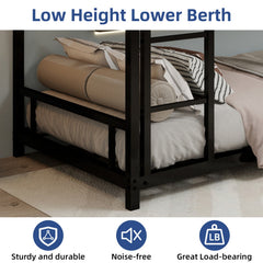 Bellemave® Twin Over Twin Bunk Bed with Ladder, High Guardrail & Slats - Bellemave