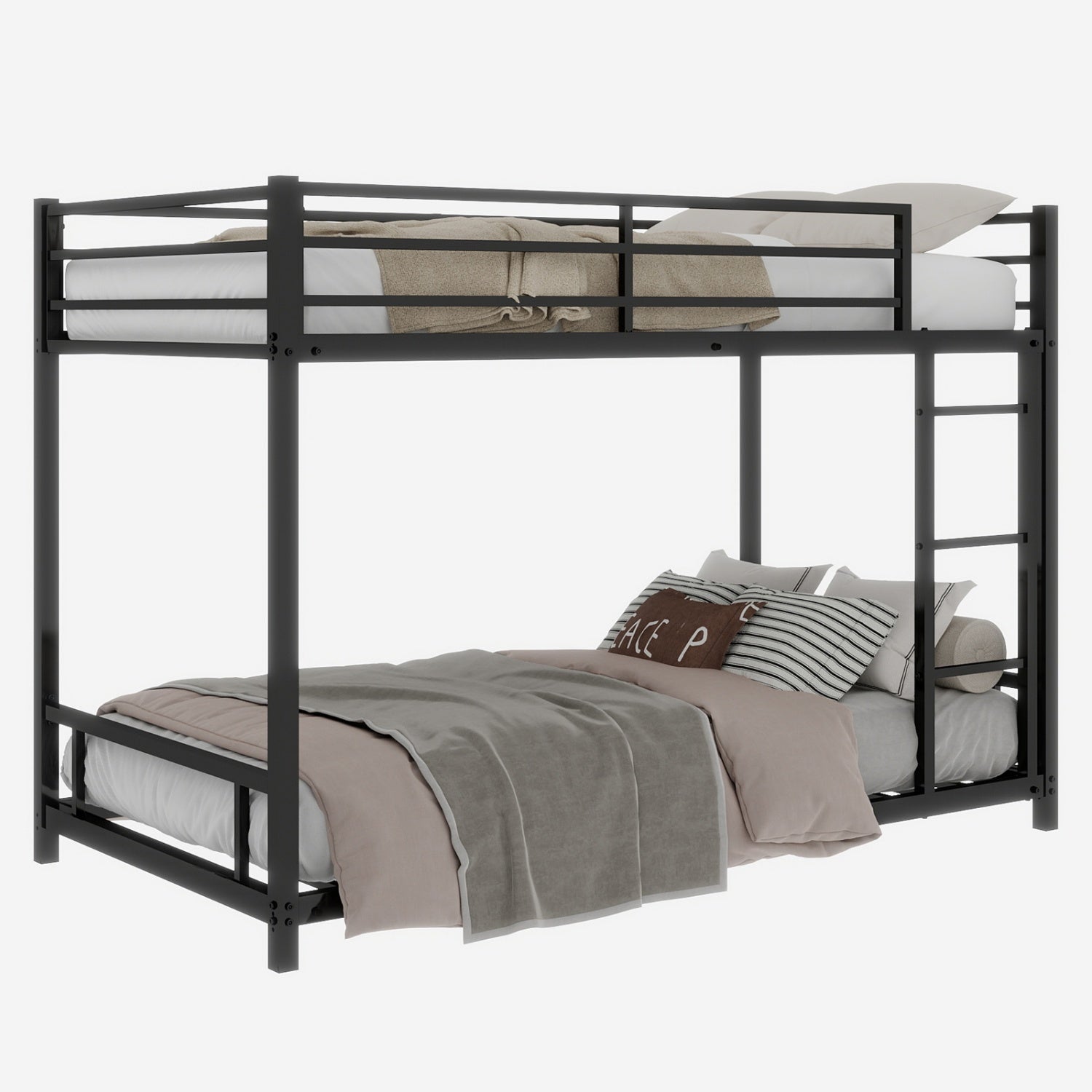 Bellemave® Twin Over Twin Bunk Bed with Ladder, High Guardrail & Slats - Bellemave