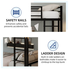Bellemave® Twin Over Twin Bunk Bed with Ladder, High Guardrail & Slats - Bellemave