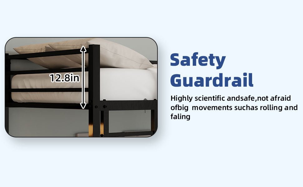 Bellemave® Twin Over Twin Bunk Bed with Ladder, High Guardrail & Slats - Bellemave