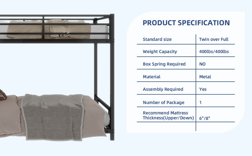 Bellemave® Twin Over Twin Bunk Bed with Ladder, High Guardrail & Slats - Bellemave