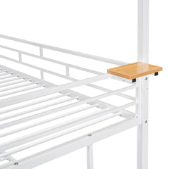 Bellemave® Twin Over Twin Bunk Bed with Slide, House Floor Bunk Bed with Storage Stairs and Shelves - Bellemave