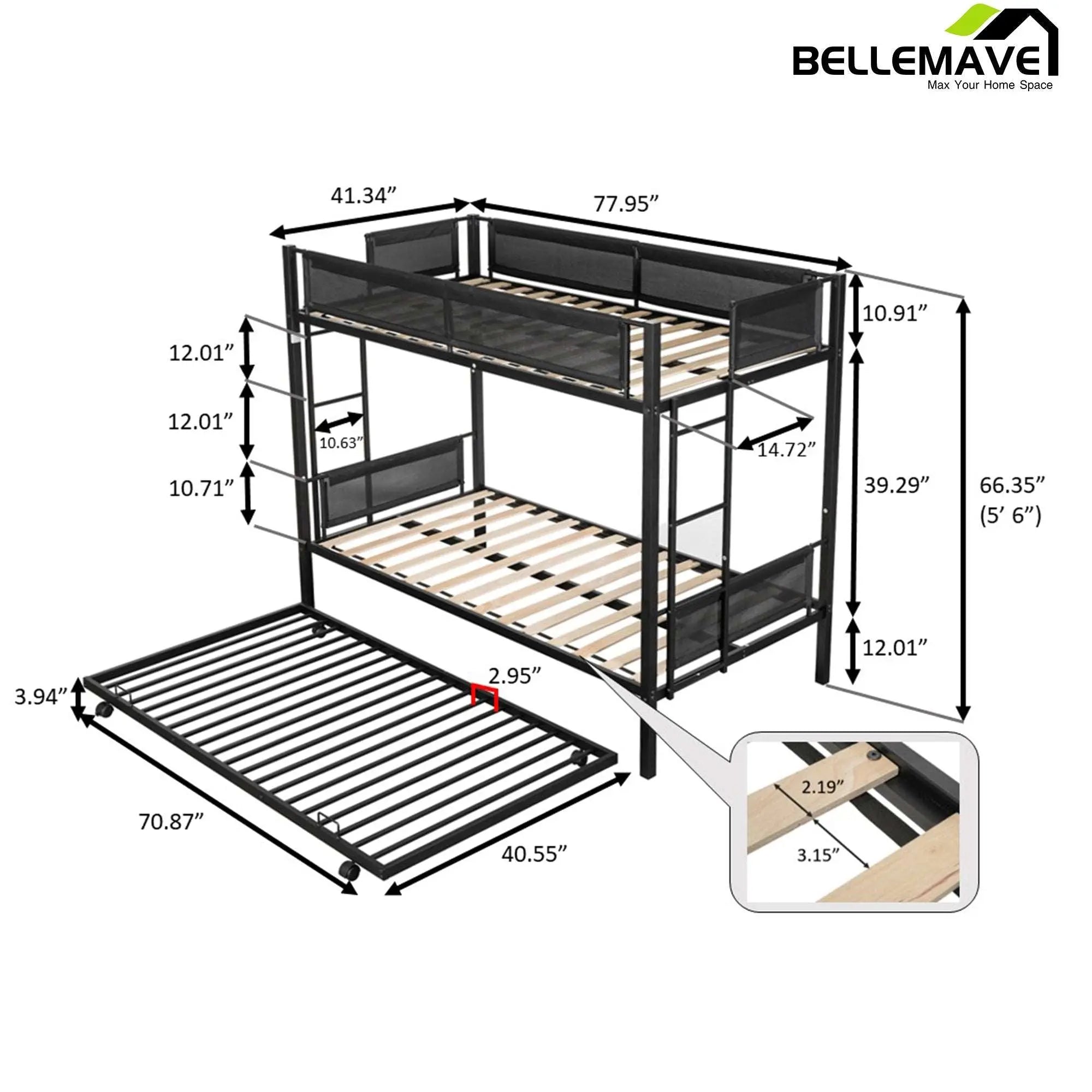 Bellemave Twin over twin bunk bed with trundle - Bellemave