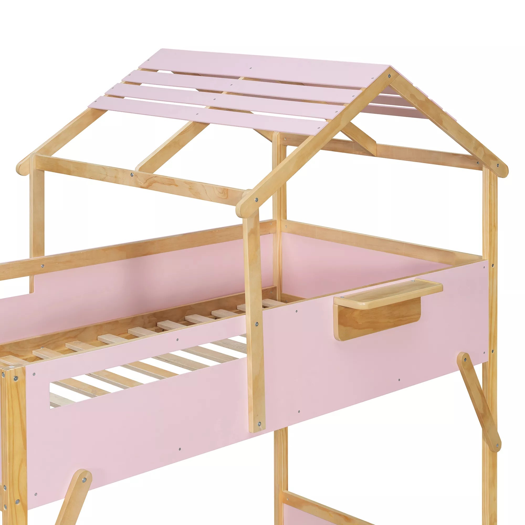 Bellemave® Twin Over Twin & Full Over Full House Bunk Bed with Stairs and 3-Color LED Lights for Kids and Teens - Bellemave