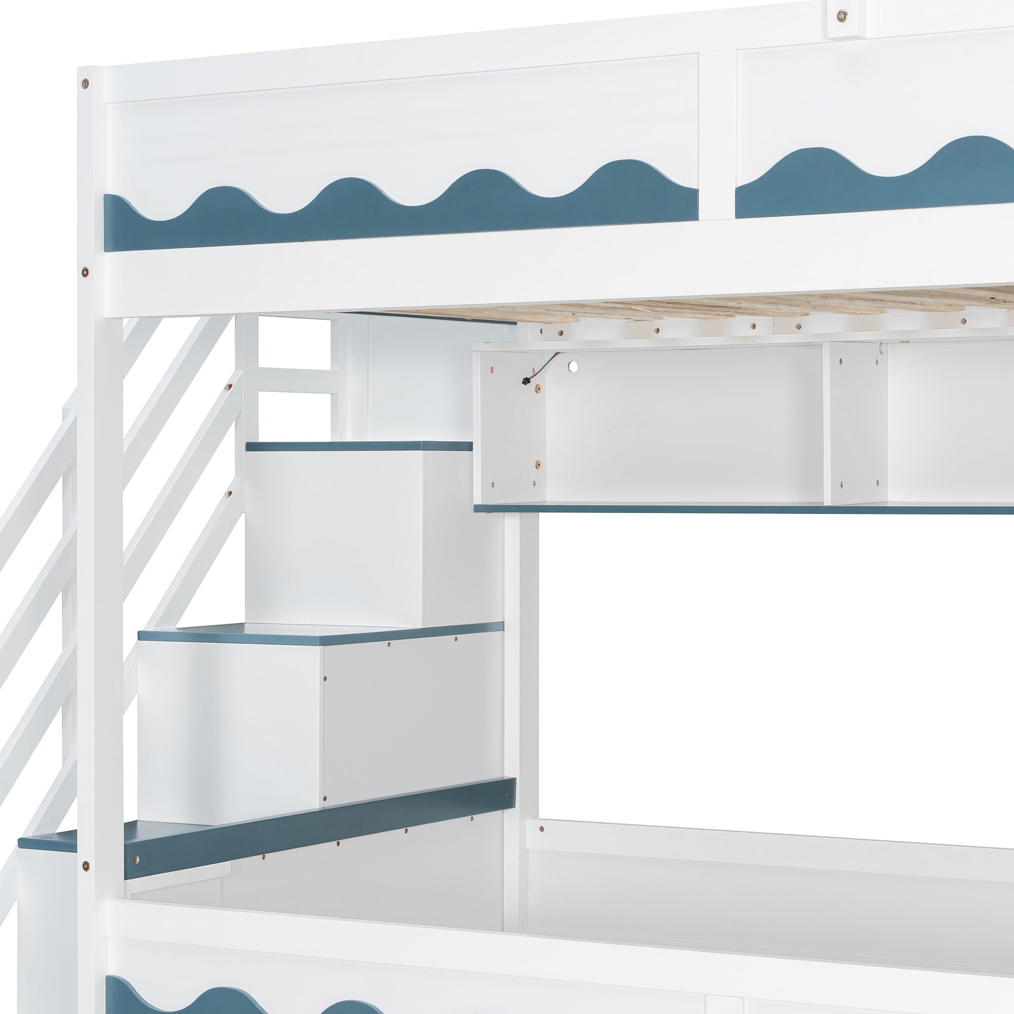 Bellemave® Twin Over Twin House Bunk Bed with Stairs, Storage Drawers, Solid Wood Frame with Roof & Hidden Storage Space Underneath - Bellemave