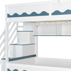 Bellemave® Twin Over Twin House Bunk Bed with Stairs, Storage Drawers, Solid Wood Frame with Roof & Hidden Storage Space Underneath - Bellemave