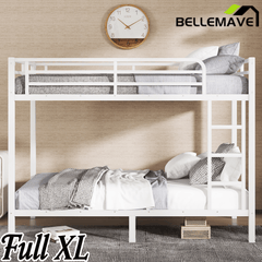 Bellemave® Twin over Twin Metal Bunk Beds for Kids Teens Adults, Heavy - duty Metal Bunk Bed Frame with Guardrail, Ladder & Under - bed Storage, Space - saving/Noise - reduce, Black - Bellemave