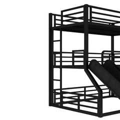 Bellemave® Twin over Twin over Full Heavy - duty Metal Triple Bunk Bed with Slide and Safety Guardrails - Bellemave