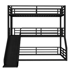 Bellemave® Twin over Twin over Full Heavy - duty Metal Triple Bunk Bed with Slide and Safety Guardrails - Bellemave