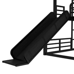 Bellemave® Twin over Twin over Full Heavy - duty Metal Triple Bunk Bed with Slide and Safety Guardrails - Bellemave