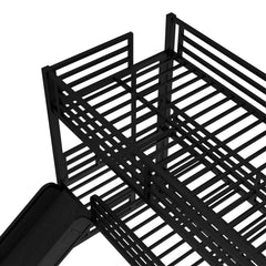 Bellemave® Twin over Twin over Full Heavy - duty Metal Triple Bunk Bed with Slide and Safety Guardrails - Bellemave