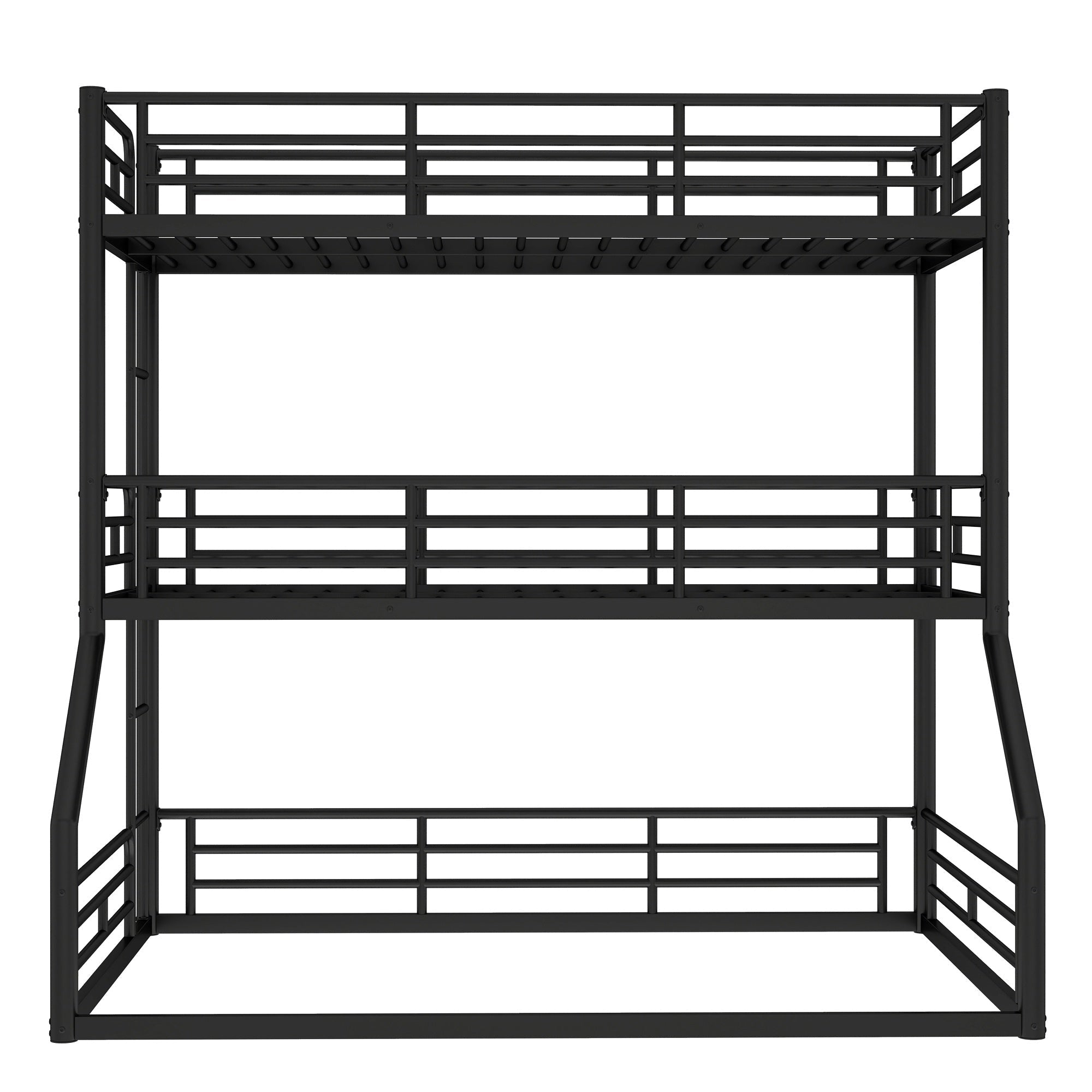 Bellemave® Twin Over Twin Over Full Metal Triple Bunk Bed with Full - Length Guardrails - Bellemave