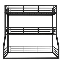 Bellemave® Twin Over Twin Over Full Metal Triple Bunk Bed with Full - Length Guardrails - Bellemave