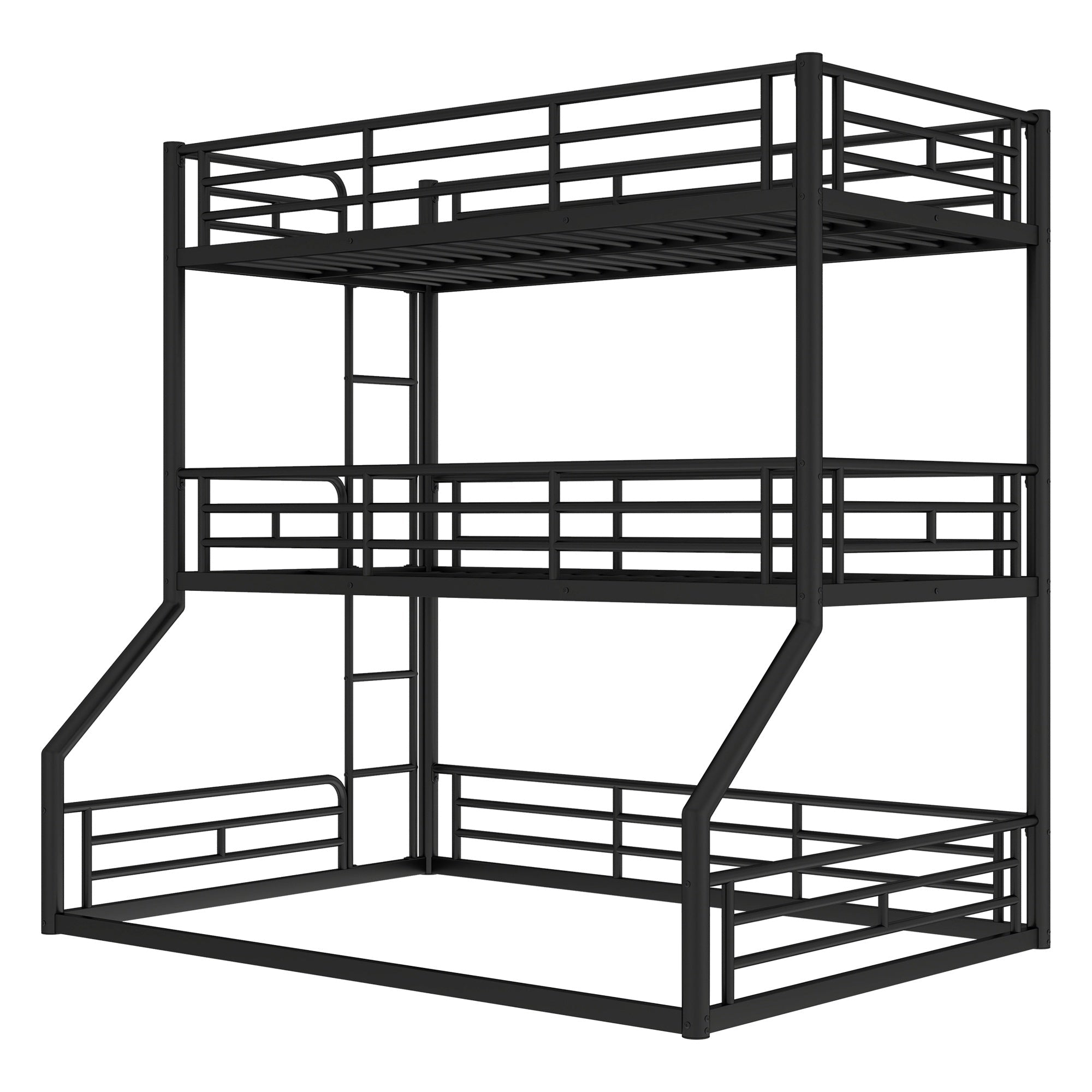 Bellemave® Twin Over Twin Over Full Metal Triple Bunk Bed with Full - Length Guardrails - Bellemave