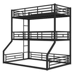 Bellemave® Twin Over Twin Over Full Metal Triple Bunk Bed with Full - Length Guardrails - Bellemave