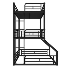 Bellemave® Twin Over Twin Over Full Metal Triple Bunk Bed with Full - Length Guardrails - Bellemave