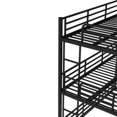 Bellemave® Twin Over Twin Over Full Metal Triple Bunk Bed with Full - Length Guardrails - Bellemave