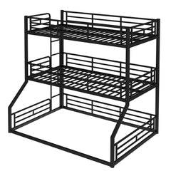 Bellemave® Twin Over Twin Over Full Metal Triple Bunk Bed with Full - Length Guardrails - Bellemave