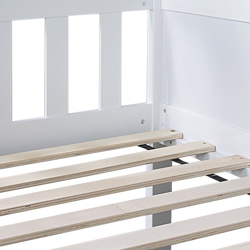 Bellemave® Twin over Twin over Twin Rubber Wood Triple Bunk Bed with Ladders and Guardrails(Detachable) - Bellemave