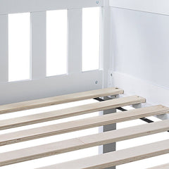 Bellemave® Twin over Twin over Twin Rubber Wood Triple Bunk Bed with Ladders and Guardrails(Detachable) - Bellemave