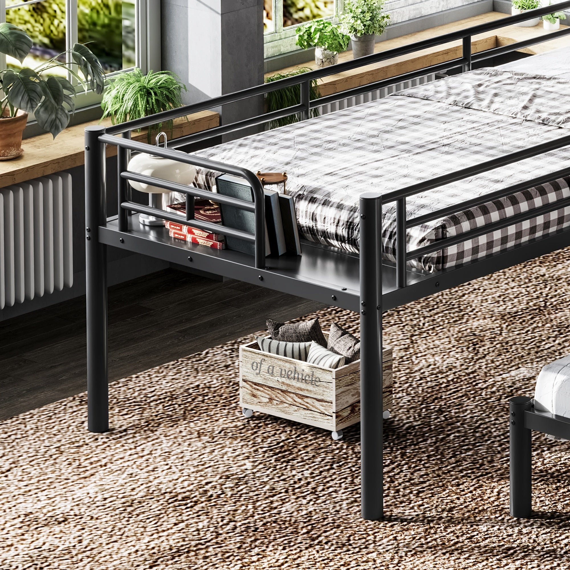 Bellemave® Twin Over Twin Over Twin Size Triple Bunk Bed for 3 with Guardrails & Ladder, Heavy Duty Metal Bunk Bed for Teens & Adults - Bellemave