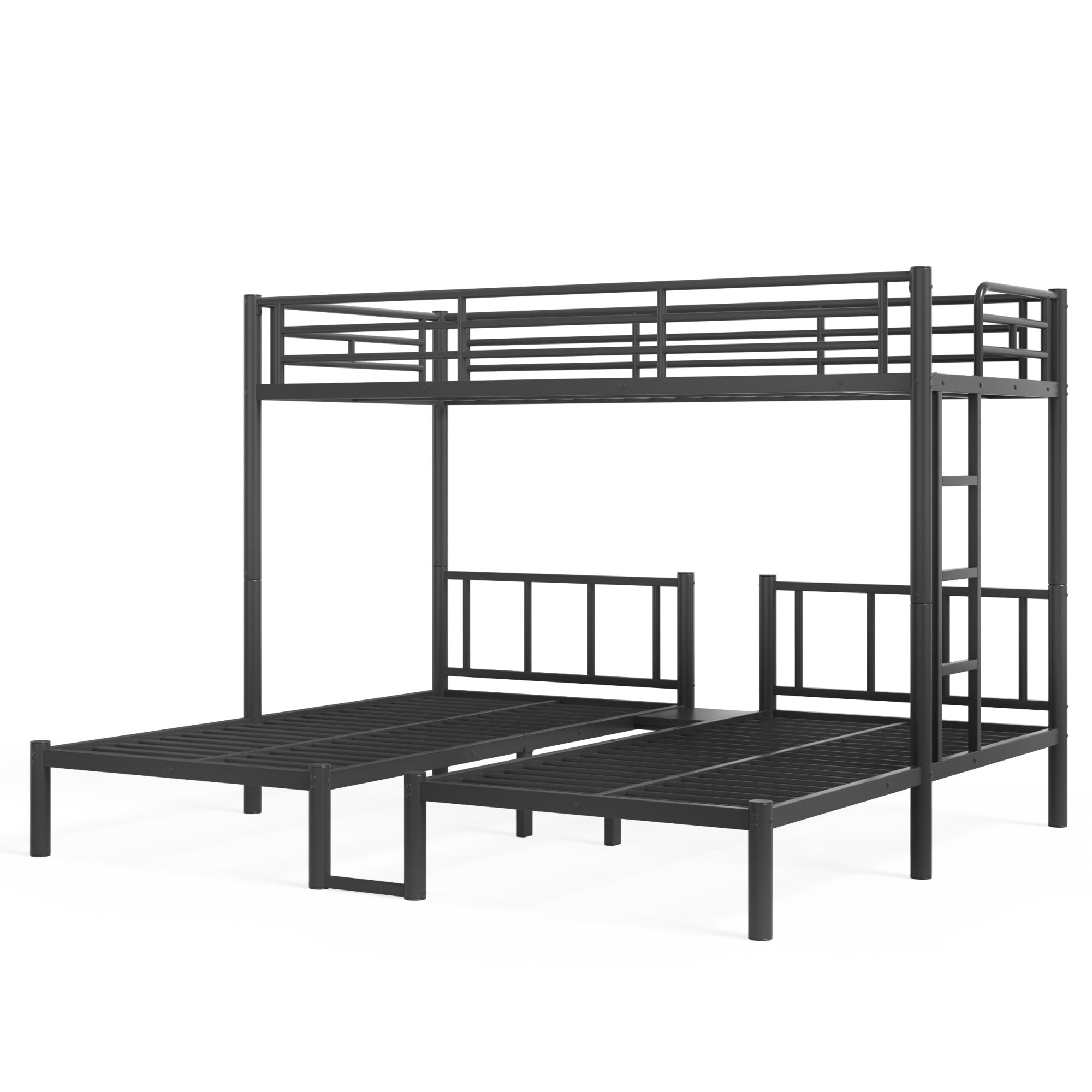 Bellemave® Twin Over Twin Over Twin Size Triple Bunk Bed for 3 with Guardrails & Ladder, Heavy Duty Metal Bunk Bed for Teens & Adults - Bellemave