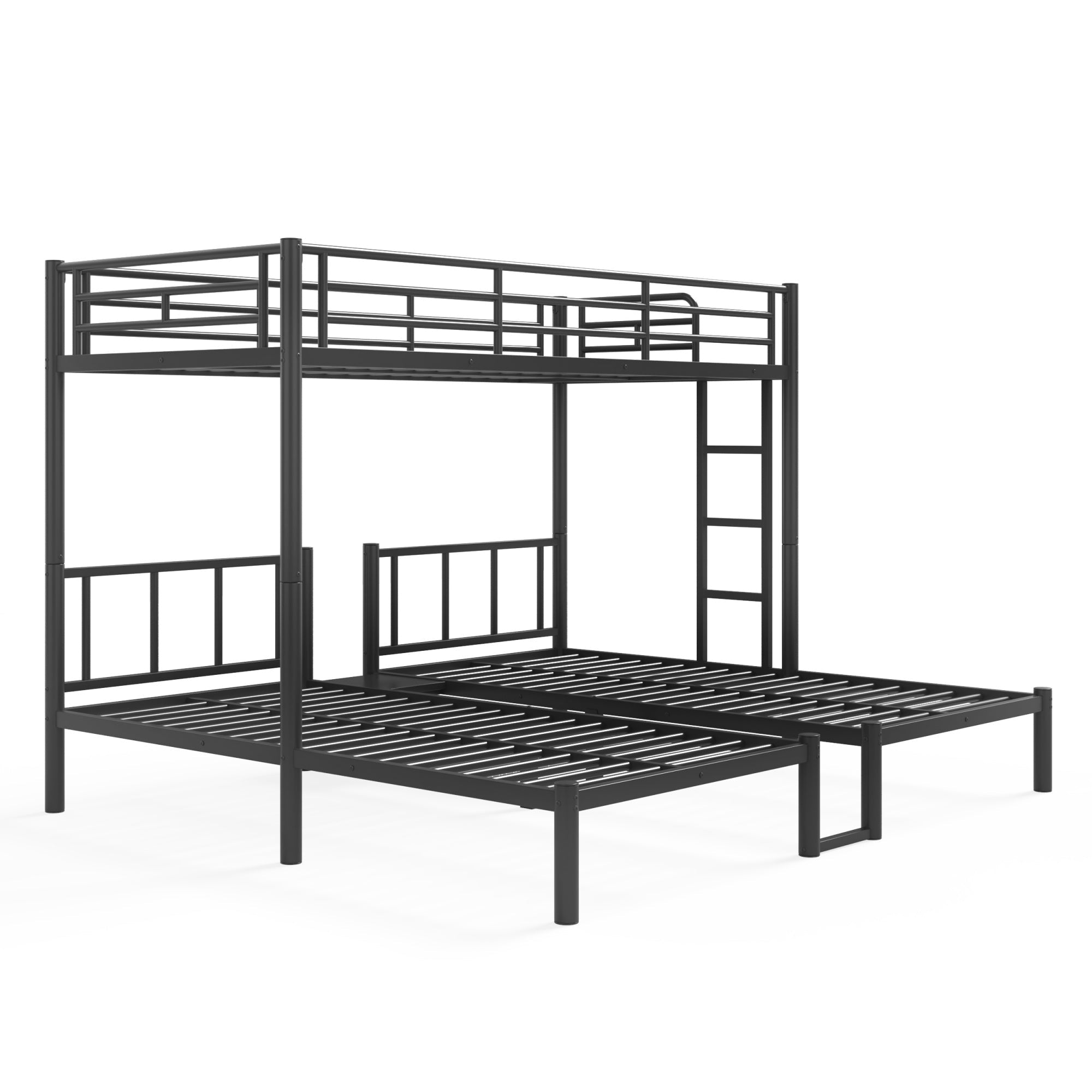 Bellemave® Twin Over Twin Over Twin Size Triple Bunk Bed for 3 with Guardrails & Ladder, Heavy Duty Metal Bunk Bed for Teens & Adults - Bellemave
