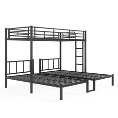Bellemave® Twin Over Twin Over Twin Size Triple Bunk Bed for 3 with Guardrails & Ladder, Heavy Duty Metal Bunk Bed for Teens & Adults - Bellemave