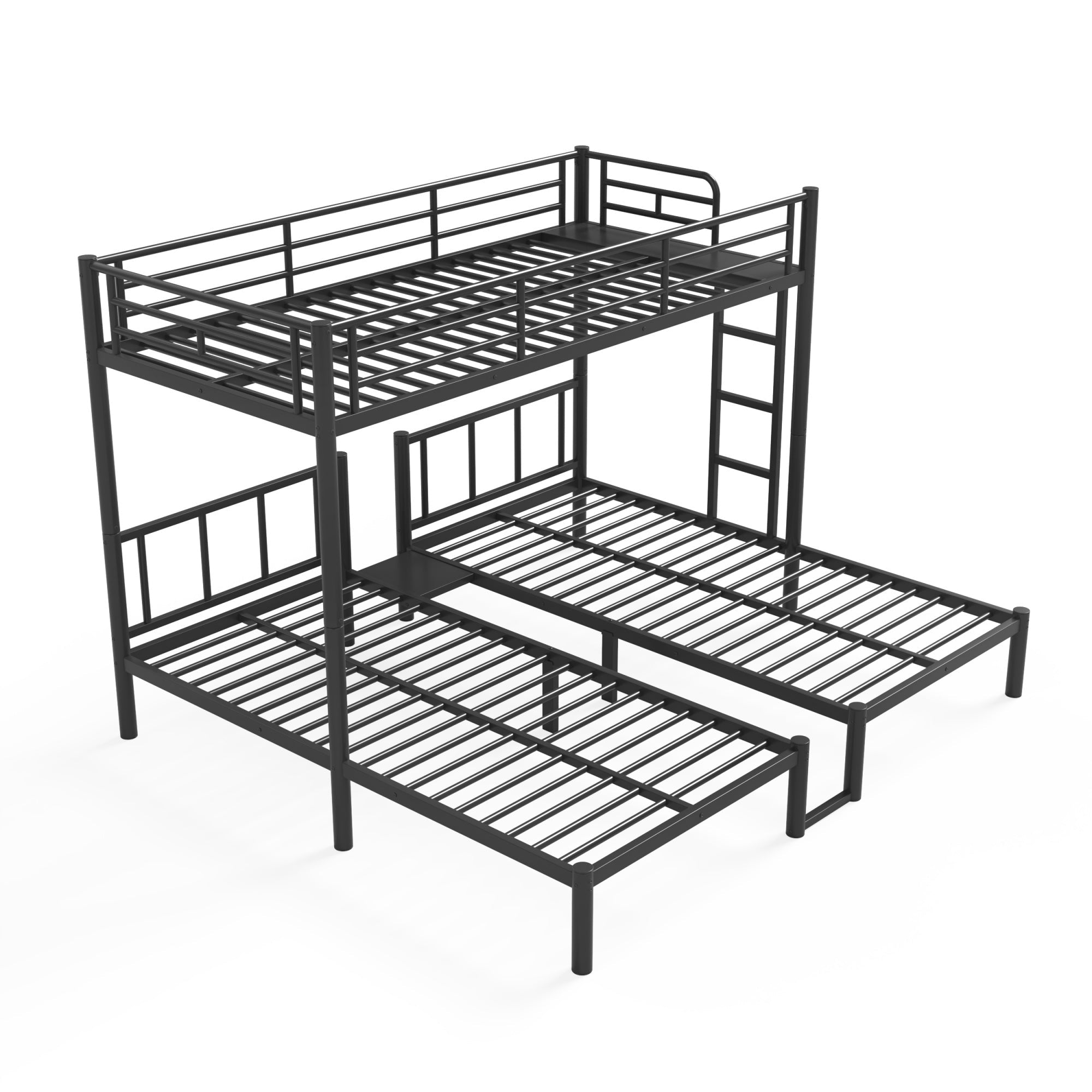 Bellemave® Twin Over Twin Over Twin Size Triple Bunk Bed for 3 with Guardrails & Ladder, Heavy Duty Metal Bunk Bed for Teens & Adults - Bellemave