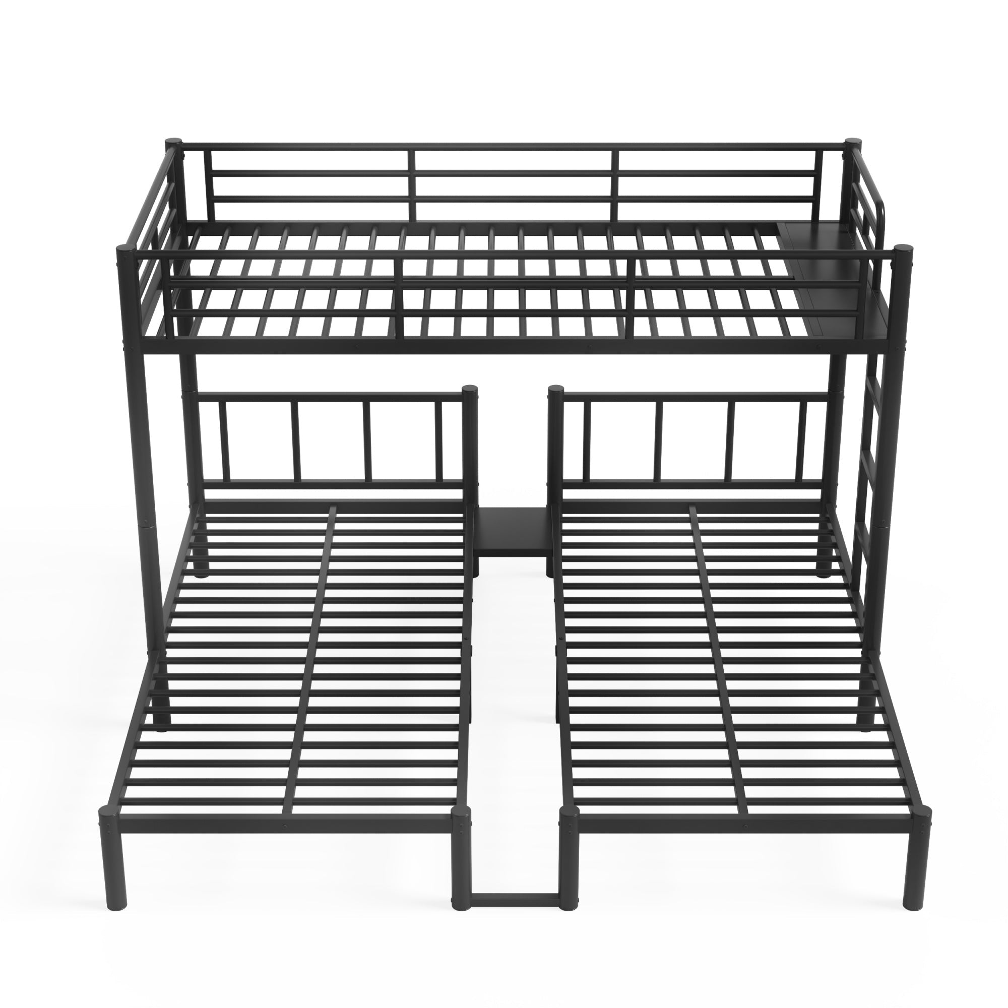 Bellemave® Twin Over Twin Over Twin Size Triple Bunk Bed for 3 with Guardrails & Ladder, Heavy Duty Metal Bunk Bed for Teens & Adults - Bellemave