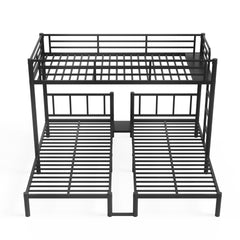Bellemave® Twin Over Twin Over Twin Size Triple Bunk Bed for 3 with Guardrails & Ladder, Heavy Duty Metal Bunk Bed for Teens & Adults - Bellemave