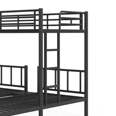 Bellemave® Twin Over Twin Over Twin Size Triple Bunk Bed for 3 with Guardrails & Ladder, Heavy Duty Metal Bunk Bed for Teens & Adults - Bellemave