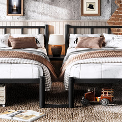 Bellemave® Twin Over Twin Over Twin Size Triple Bunk Bed for 3 with Guardrails & Ladder, Heavy Duty Metal Bunk Bed for Teens & Adults - Bellemave