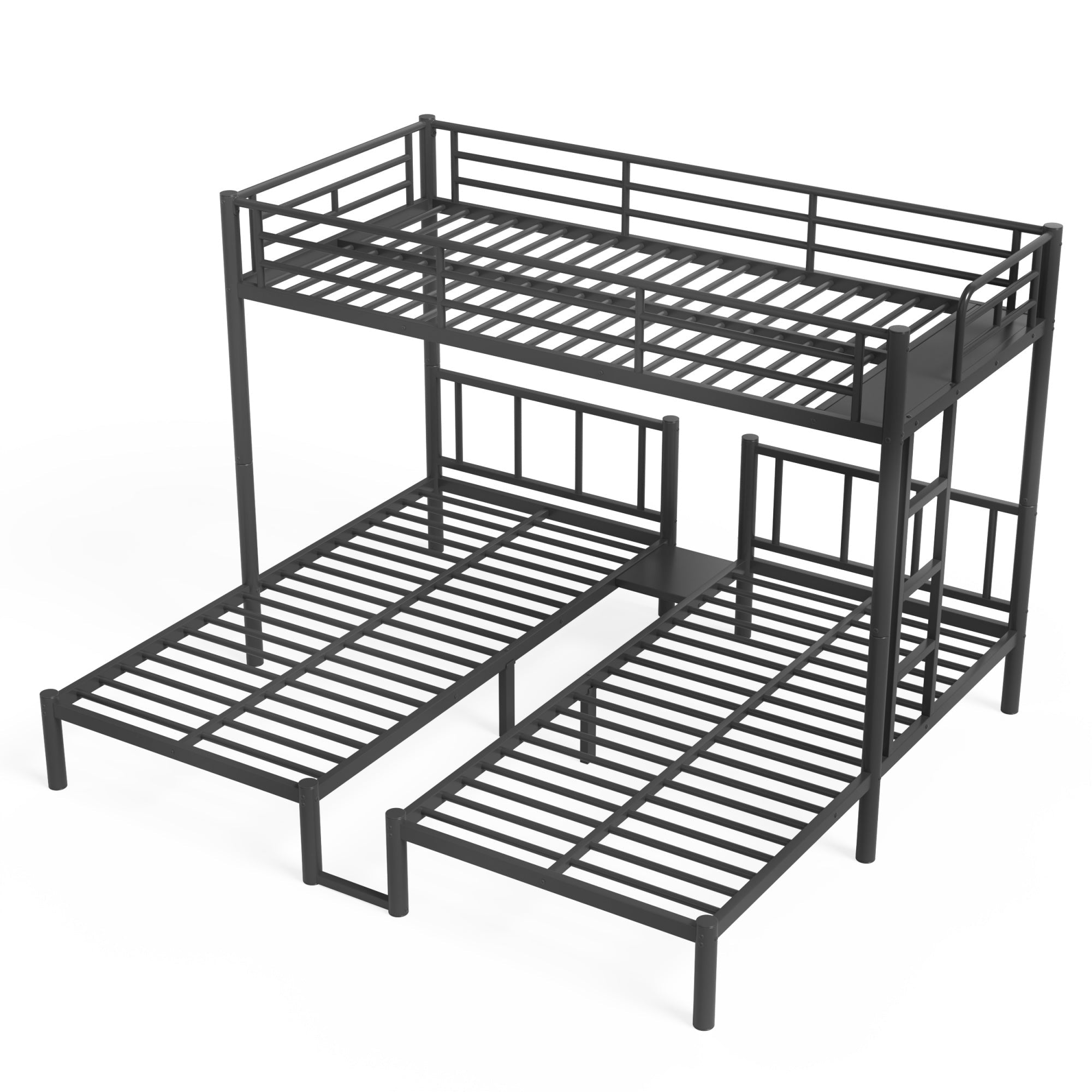 Bellemave® Twin Over Twin Over Twin Size Triple Bunk Bed for 3 with Guardrails & Ladder, Heavy Duty Metal Bunk Bed for Teens & Adults - Bellemave