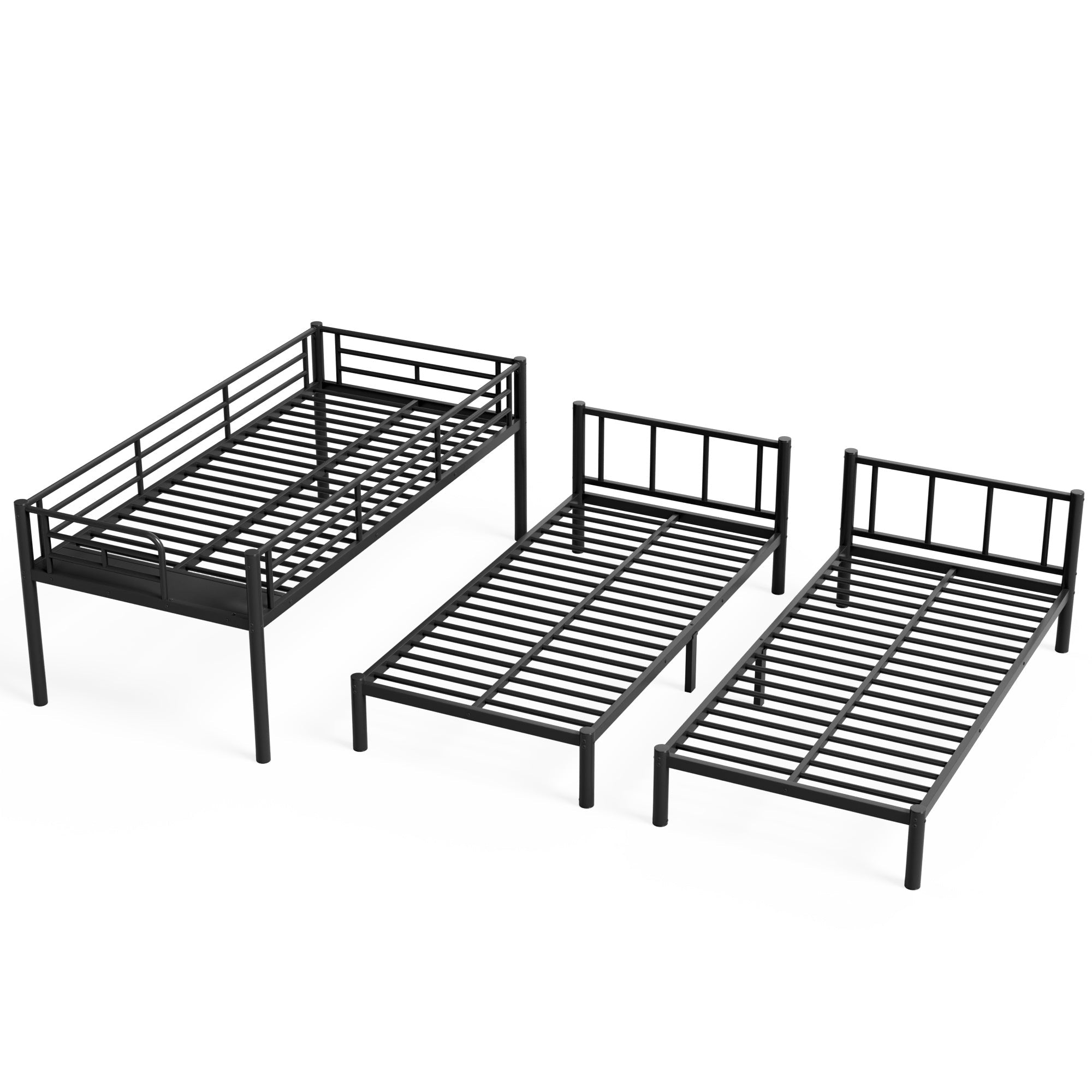 Bellemave® Twin Over Twin Over Twin Size Triple Bunk Bed for 3 with Guardrails & Ladder, Heavy Duty Metal Bunk Bed for Teens & Adults - Bellemave