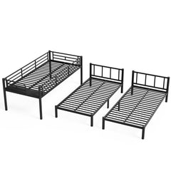 Bellemave® Twin Over Twin Over Twin Size Triple Bunk Bed for 3 with Guardrails & Ladder, Heavy Duty Metal Bunk Bed for Teens & Adults - Bellemave
