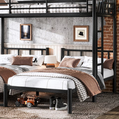 Bellemave® Twin Over Twin Over Twin Size Triple Bunk Bed for 3 with Guardrails & Ladder, Heavy Duty Metal Bunk Bed for Teens & Adults - Bellemave