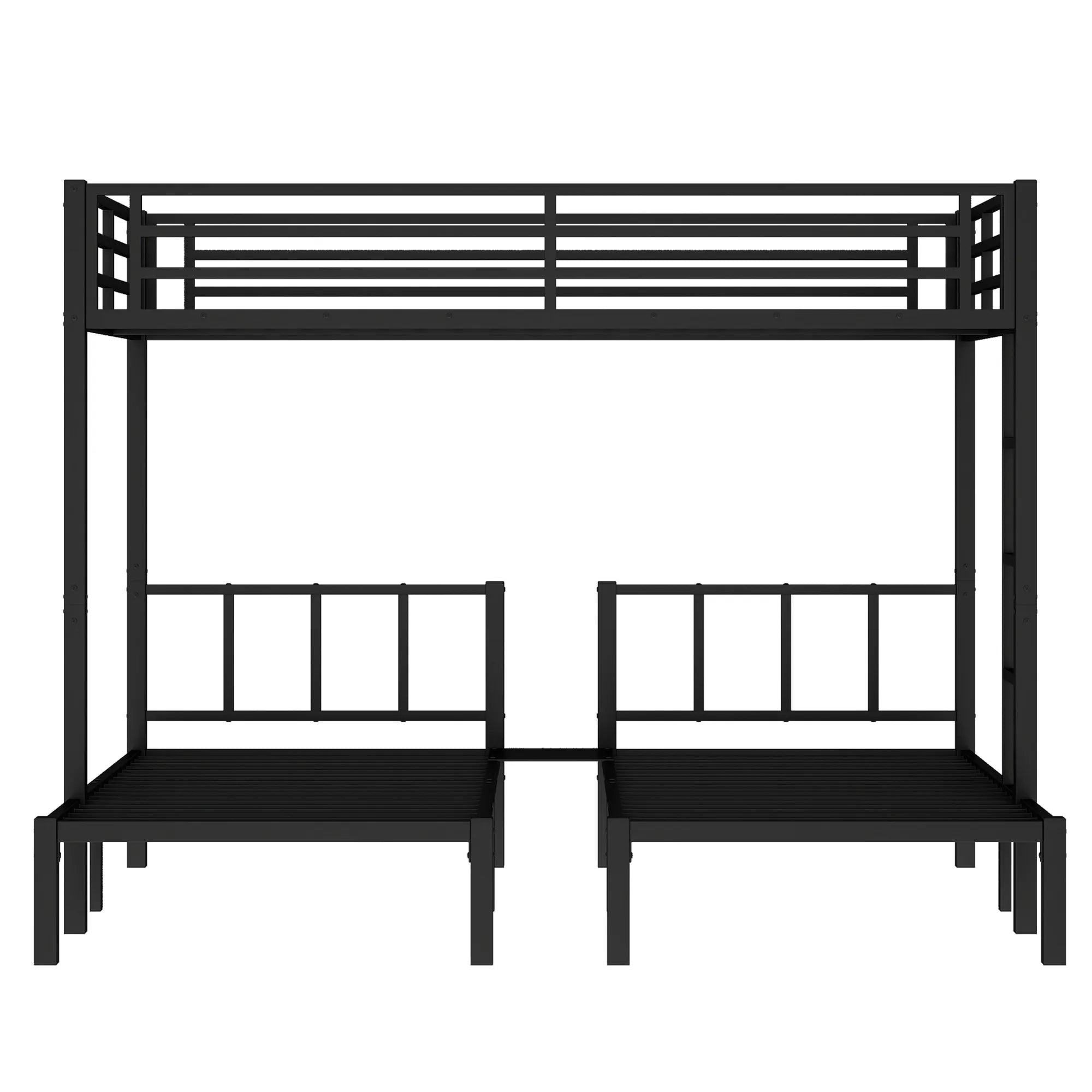 Bellemave® Twin over Twin & Queen Bunk Bed, Metal Triple Bunk Bed with Safety Guardrails - Bellemave