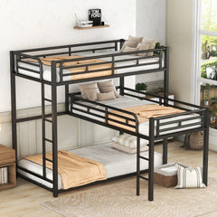 Bellemave® Twin over Twin & Twin L - shaped Metal Triple Bunk Bed - Bellemave