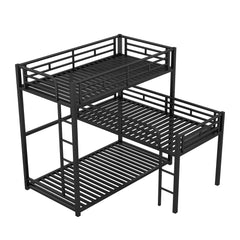 Bellemave® Twin over Twin & Twin L - shaped Metal Triple Bunk Bed - Bellemave