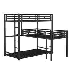 Bellemave® Twin over Twin & Twin L - shaped Metal Triple Bunk Bed - Bellemave