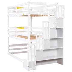 Bellemave® Twin over Twin & Twin Triple Bunk Bed with Storage Staircase - Bellemave