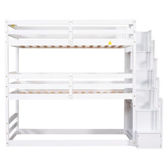 Bellemave® Twin over Twin & Twin Triple Bunk Bed with Storage Staircase - Bellemave