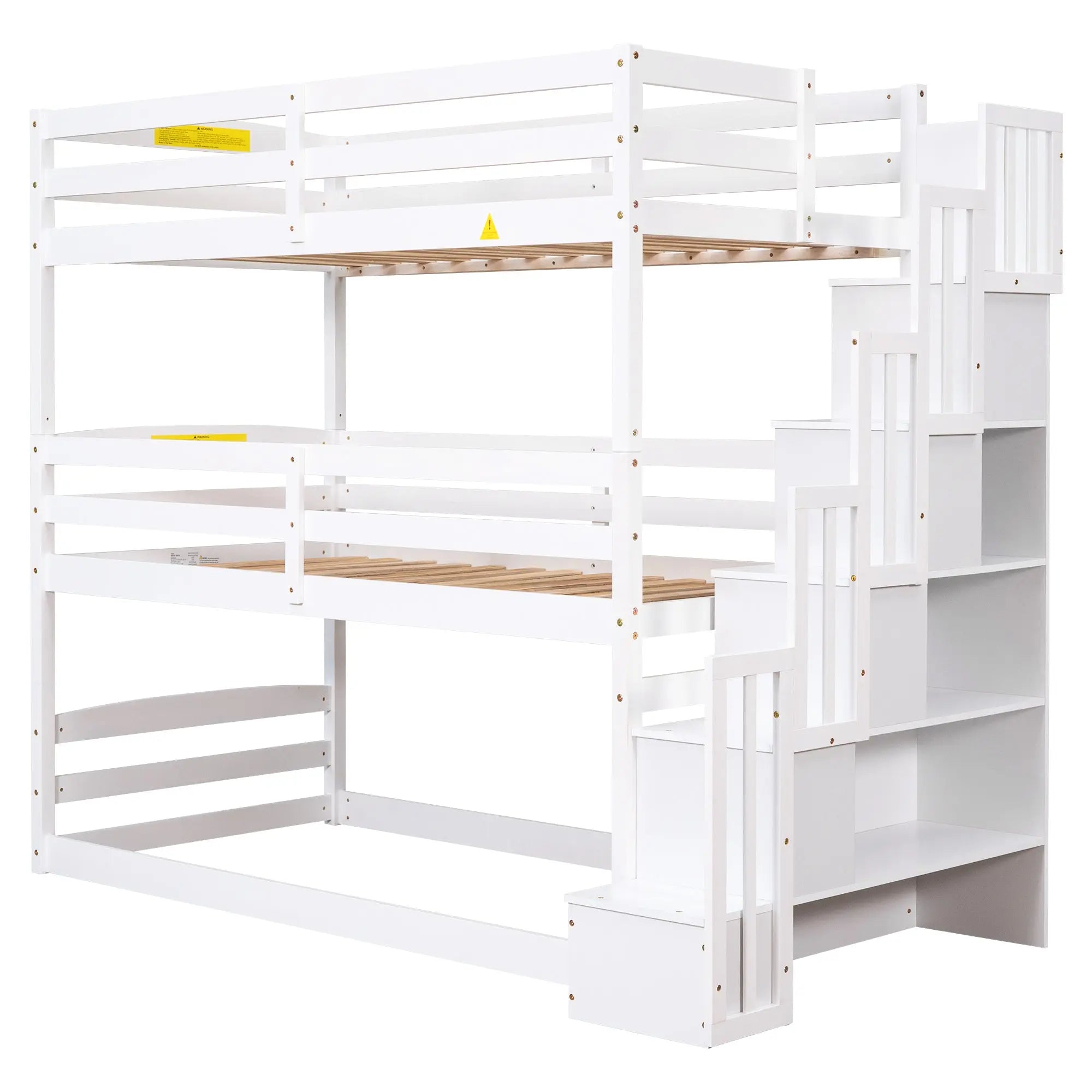Bellemave® Twin over Twin & Twin Triple Bunk Bed with Storage Staircase - Bellemave