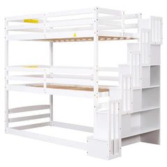 Bellemave® Twin over Twin & Twin Triple Bunk Bed with Storage Staircase - Bellemave