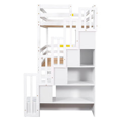 Bellemave® Twin over Twin & Twin Triple Bunk Bed with Storage Staircase - Bellemave