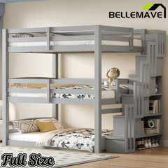 Bellemave® Twin over Twin & Twin Triple Bunk Bed with Storage Staircase - Bellemave