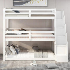 Bellemave® Twin over Twin & Twin Triple Bunk Bed with Storage Staircase - Bellemave