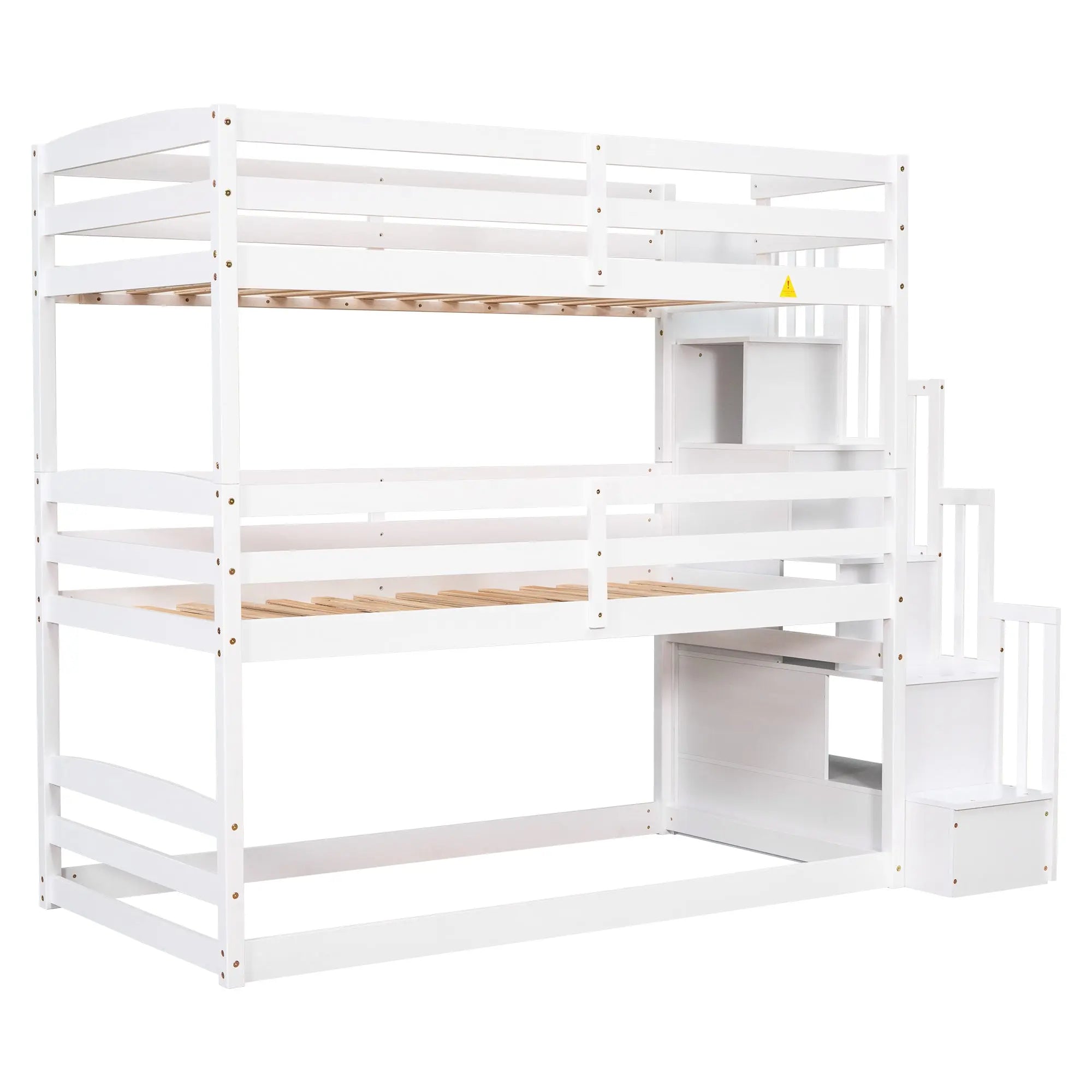 Bellemave® Twin over Twin & Twin Triple Bunk Bed with Storage Staircase - Bellemave